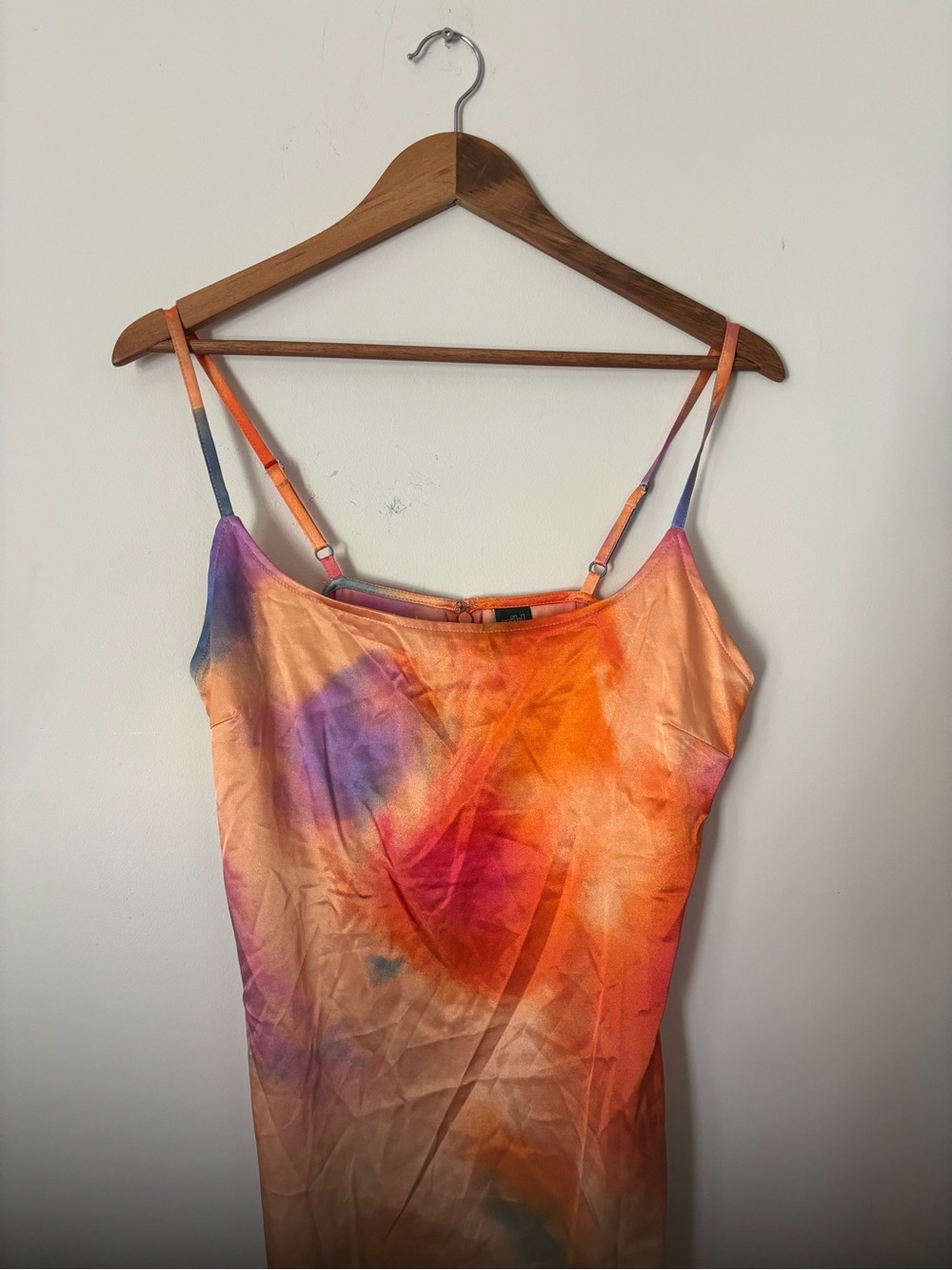 Wild Fable Satin Slip Midi Dress Watercolor Print Size M orange purple